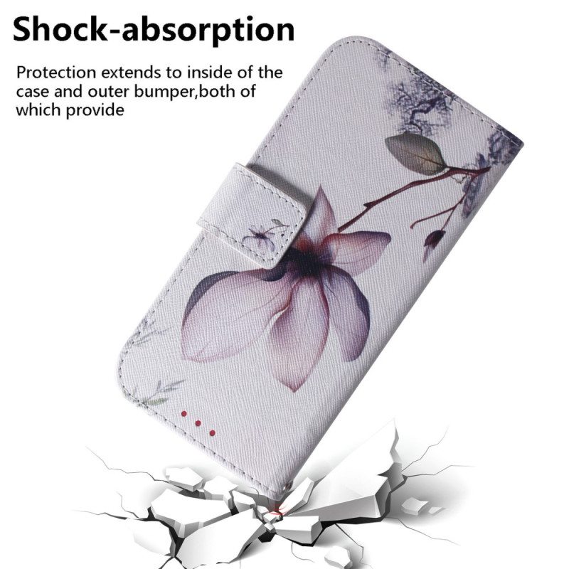 Nahkakotelo Samsung Galaxy A34 5G Suojaketju Kuori Vintage Strappy Flower