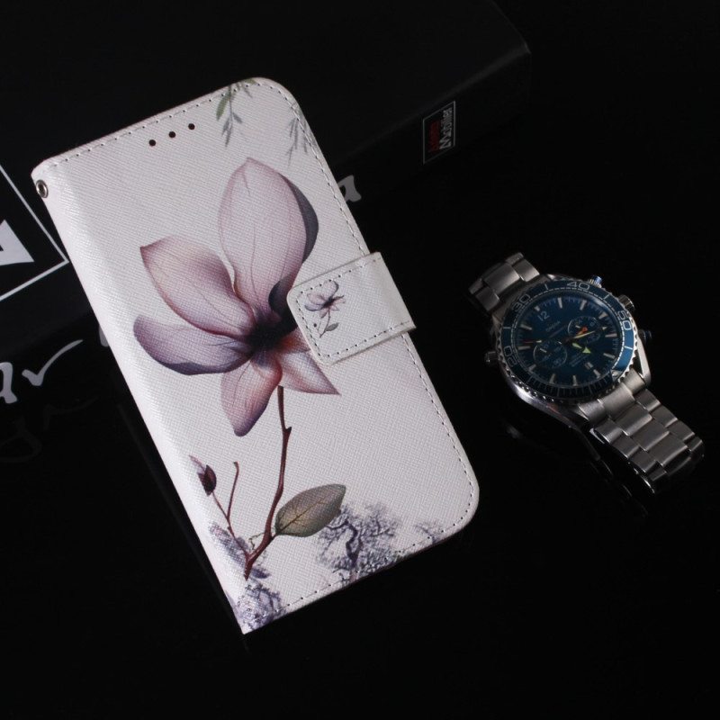 Nahkakotelo Samsung Galaxy A34 5G Suojaketju Kuori Vintage Strappy Flower