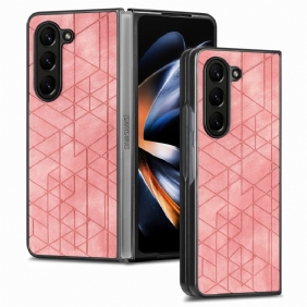 Kuori Samsung Galaxy Z Fold 5 Geometriset Keinonahkakuviot Suojakuori