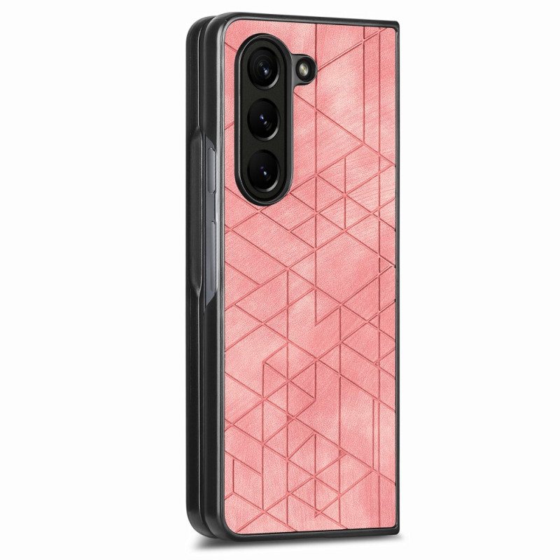 Kuori Samsung Galaxy Z Fold 5 Geometriset Keinonahkakuviot Suojakuori