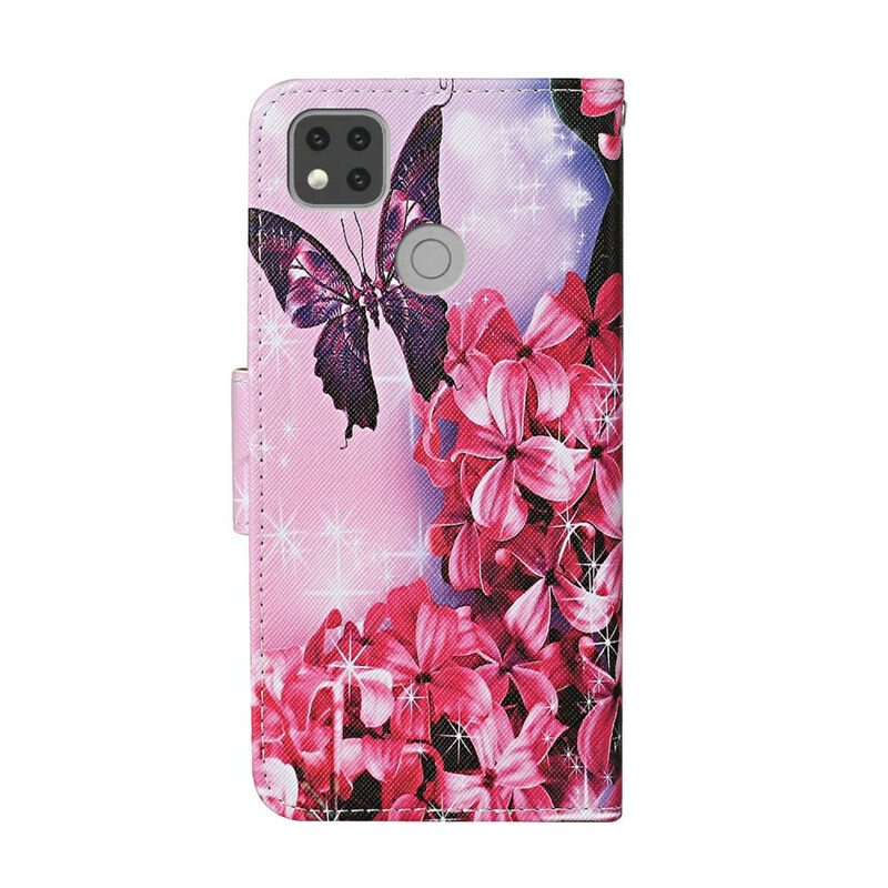 Flip Case Xiaomi Redmi 9C Perhosia Maagisessa Puutarhassa