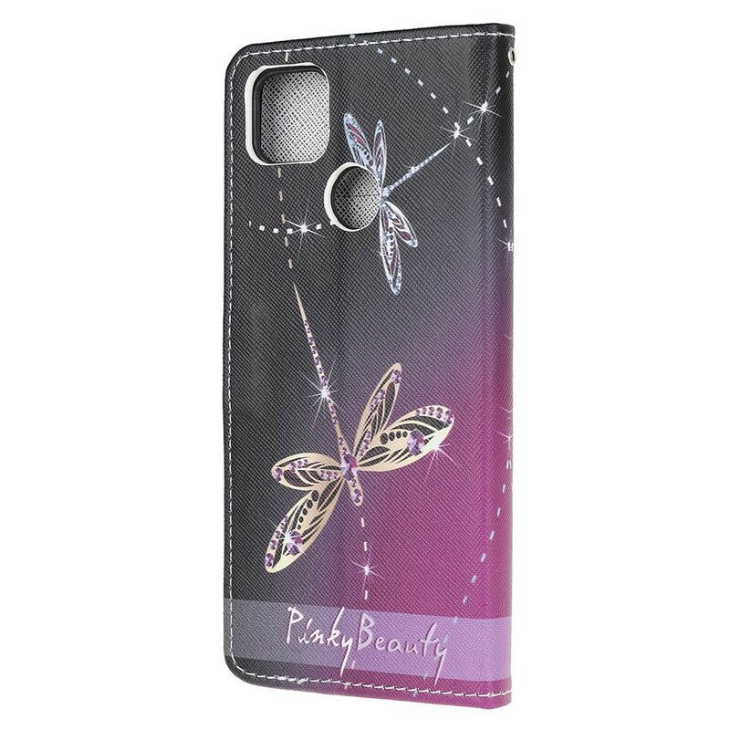 Kotelot Xiaomi Redmi 9C Suojaketju Kuori Strappy Dragonflies