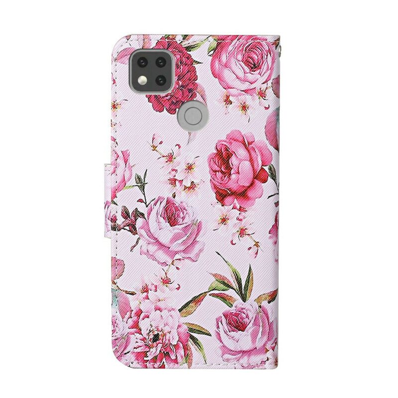 Nahkakotelo Xiaomi Redmi 9C Retro Liberty Flowers