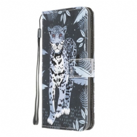 Nahkakotelo Xiaomi Redmi 9C Suojaketju Kuori Strappy Leopard