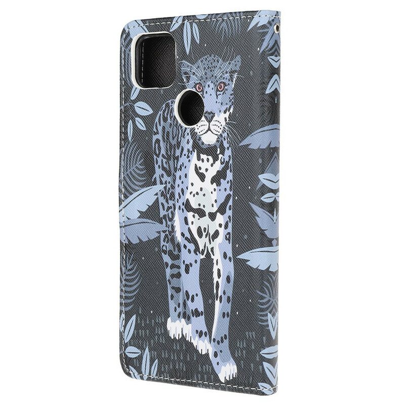 Nahkakotelo Xiaomi Redmi 9C Suojaketju Kuori Strappy Leopard