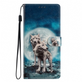 Kotelot Moto G73 5G Suojaketju Kuori Hihnalliset Moonlit Wolves