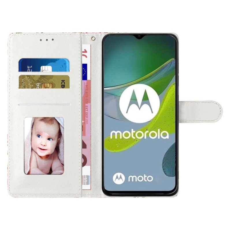 Kotelot Moto G73 5G Suojaketju Kuori Kultaiset Perhoset Hihnalla