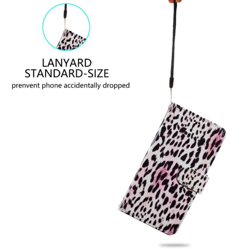 Kotelot Moto G73 5G Suojaketju Kuori Strappy Leopard Style