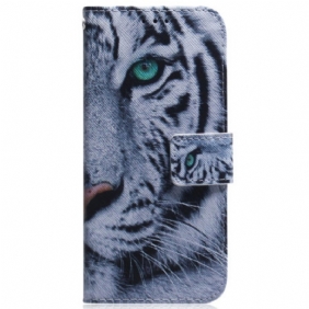 Kotelot Moto G73 5G Suojaketju Kuori Strappy White Tiger