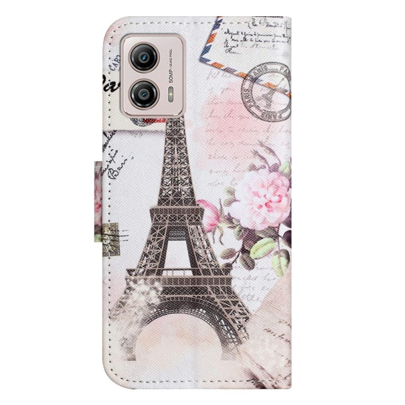 Nahkakotelo Moto G73 5G Eiffel Torni