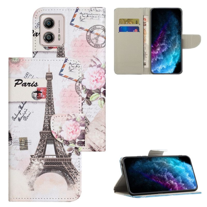 Nahkakotelo Moto G73 5G Eiffel Torni