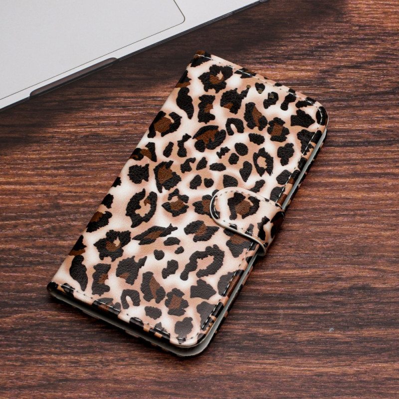 Nahkakotelo Moto G73 5G Suojaketju Kuori Strappy Leopard Print