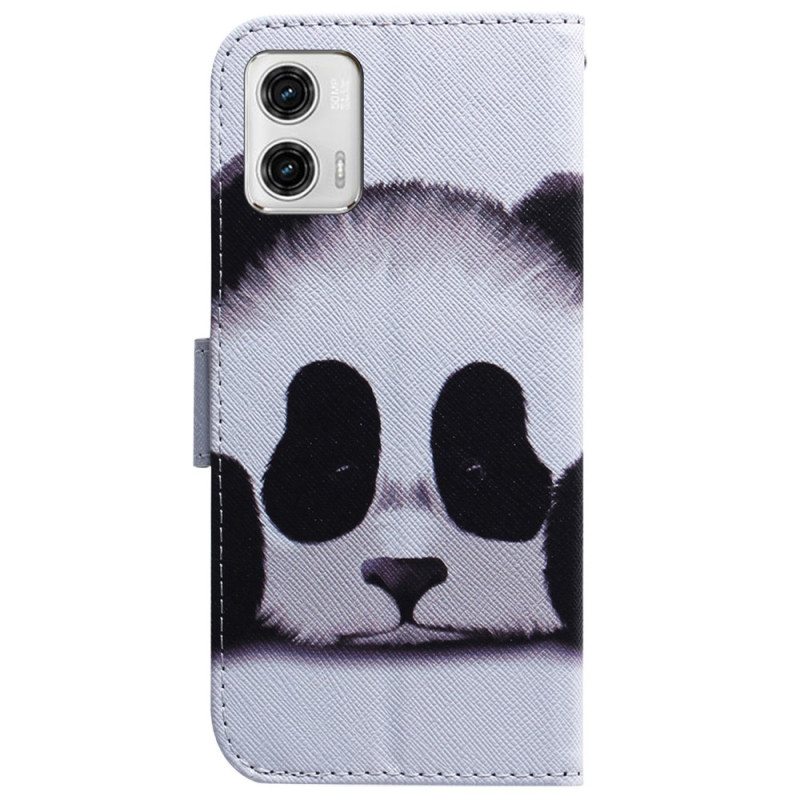 Nahkakotelo Moto G73 5G Suojaketju Kuori Strappy Panda