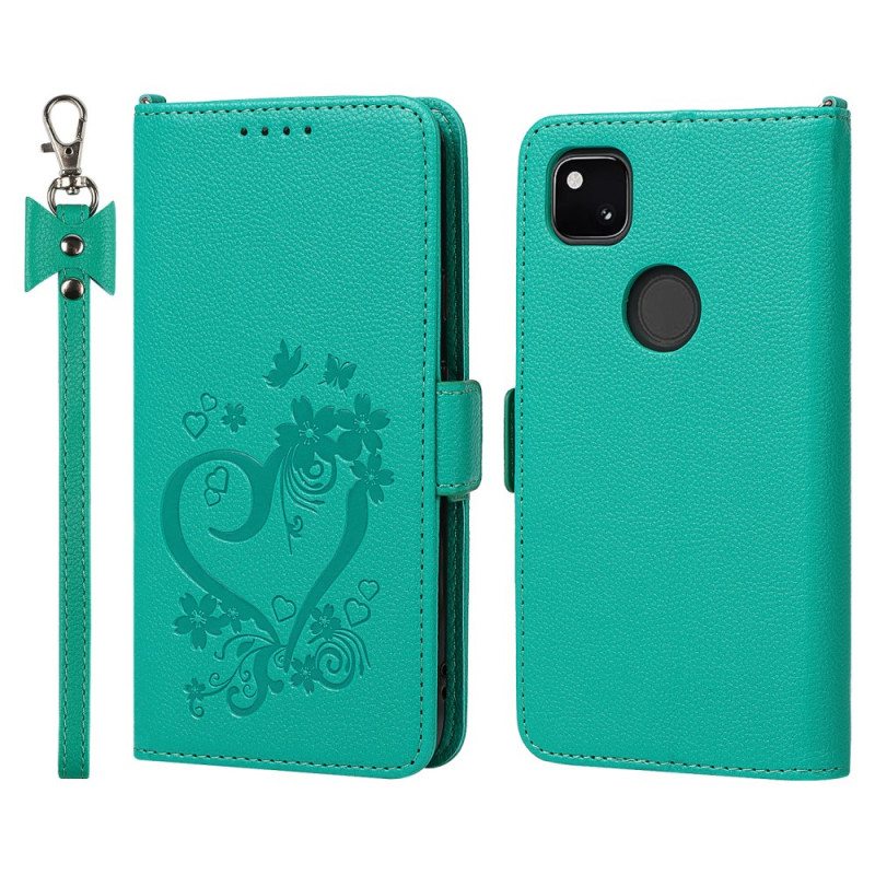 Kotelot Google Pixel 4A Suojaketju Kuori Strappy Heart