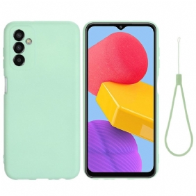 Case Samsung Galaxy M13 Nestemäinen Silikoni Kaulanauhalla