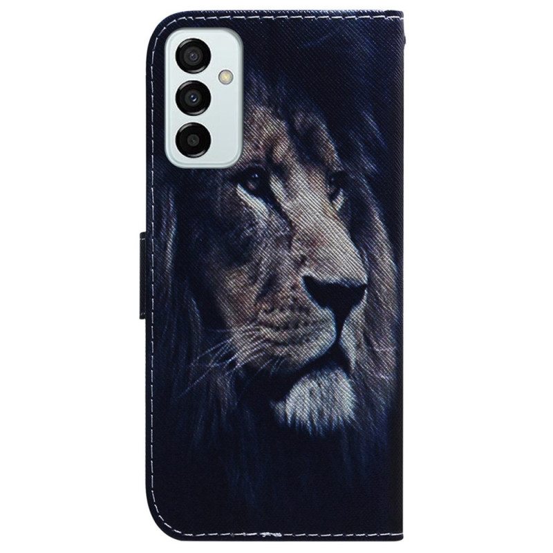 Nahkakotelo Samsung Galaxy M13 Suojaketju Kuori Lanyard Lion