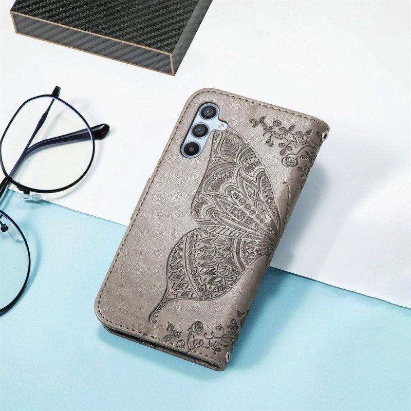 Flip Case Samsung Galaxy A54 5G Barokki Perhonen