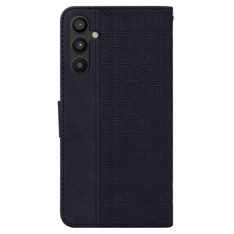 Flip Case Samsung Galaxy A54 5G Huomaamattomat Kuviot Ja Hihna