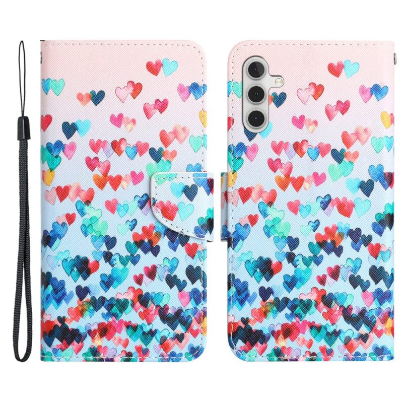 Kotelot Samsung Galaxy A54 5G Suojaketju Kuori Strappy Hearts Rain