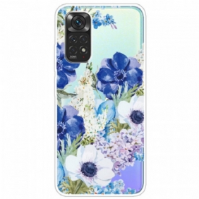 Case Xiaomi Redmi Note 11 / 11S Saumaton Akvarelli Siniset Kukat