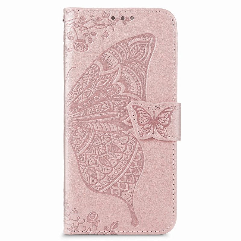 Kotelot Samsung Galaxy S22 Plus 5G Butterfly Design Kaulanauhalla