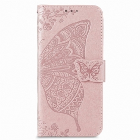 Kotelot Samsung Galaxy S22 Plus 5G Butterfly Design Kaulanauhalla