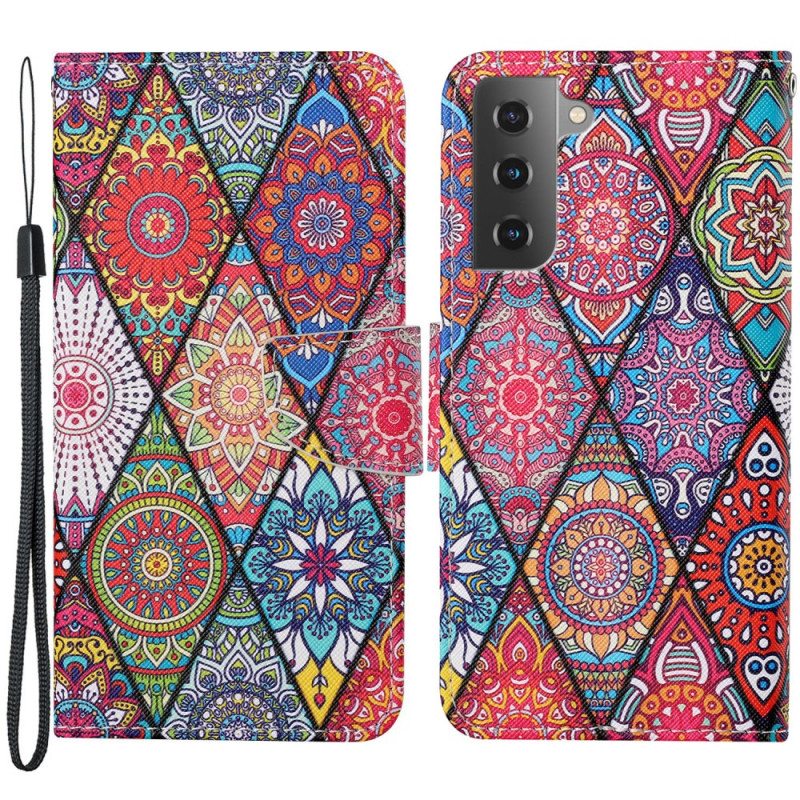 Kotelot Samsung Galaxy S22 Plus 5G Patchwork Kaulanauhalla