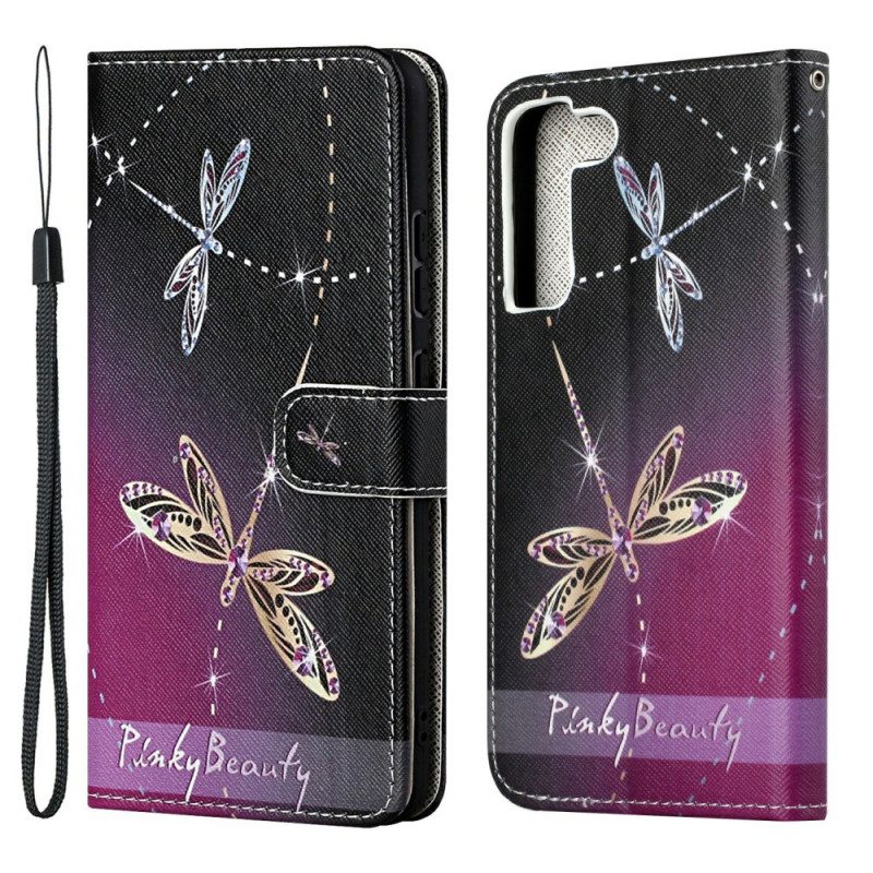 Kotelot Samsung Galaxy S22 Plus 5G Suojaketju Kuori Strappy Dragonflies