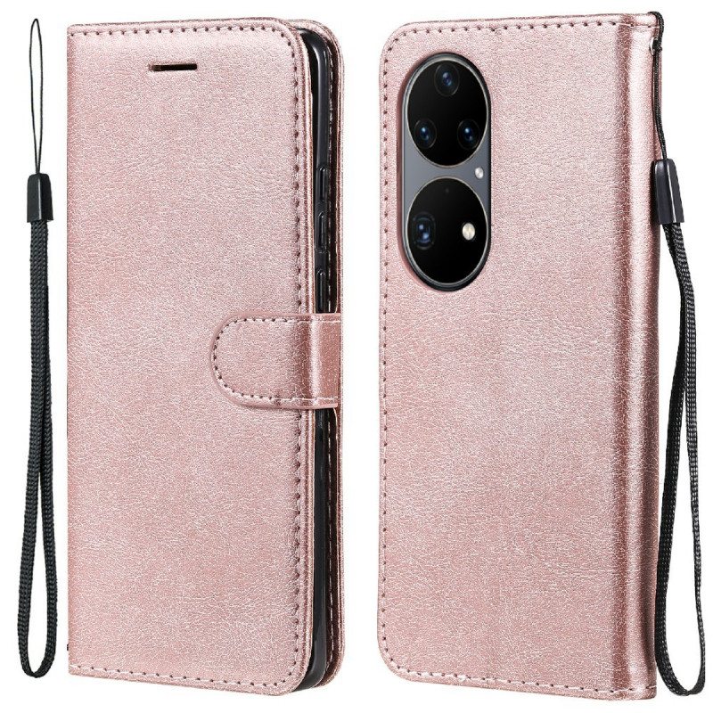 Kotelot Huawei P50 Pro Suojaketju Kuori Strappy Leather Effect