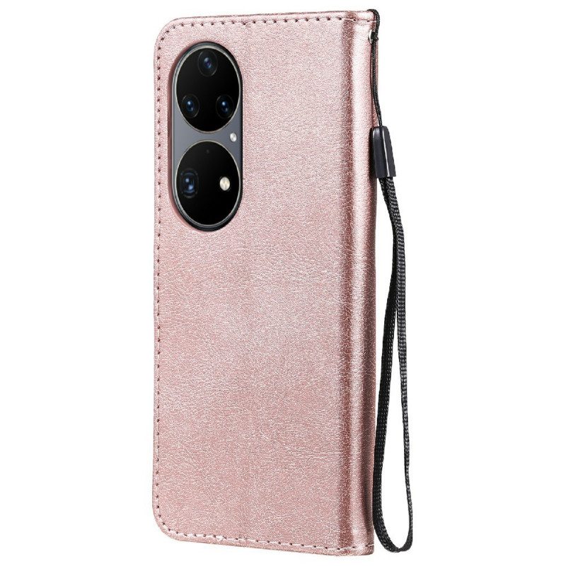 Kotelot Huawei P50 Pro Suojaketju Kuori Strappy Leather Effect