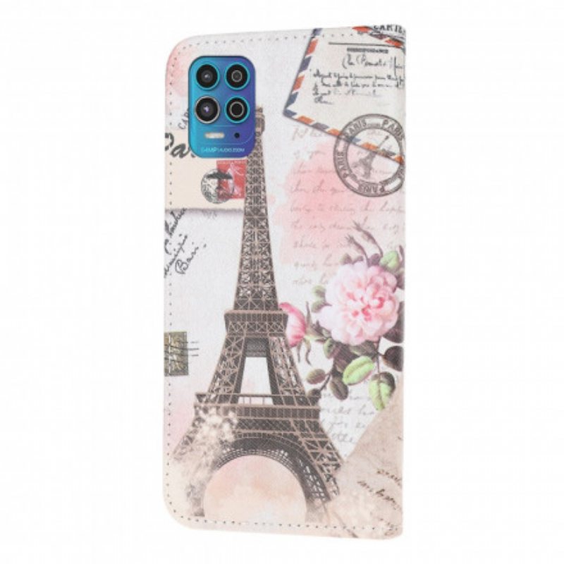 Nahkakotelo Moto G100 Retro Eiffel-torni