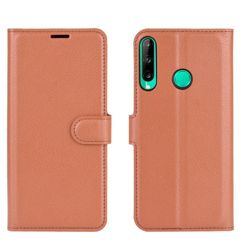 Flip Case Huawei P40 Lite E Klassinen Litsi Tekonahka