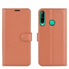 Flip Case Huawei P40 Lite E Klassinen Litsi Tekonahka