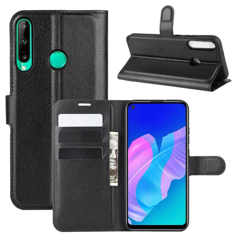 Flip Case Huawei P40 Lite E Klassinen Litsi Tekonahka