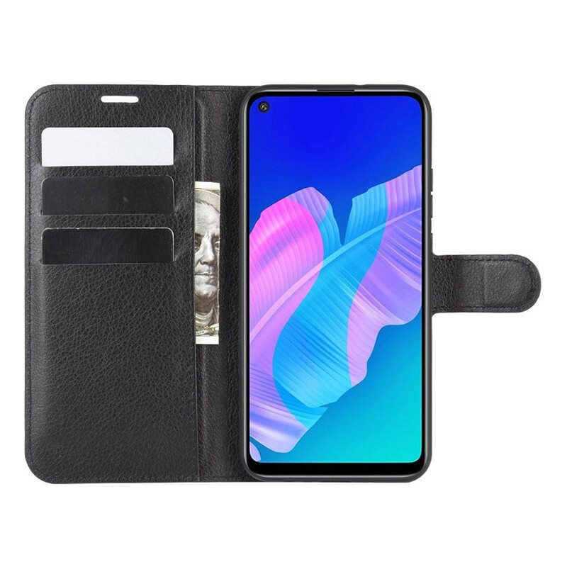 Flip Case Huawei P40 Lite E Klassinen Litsi Tekonahka