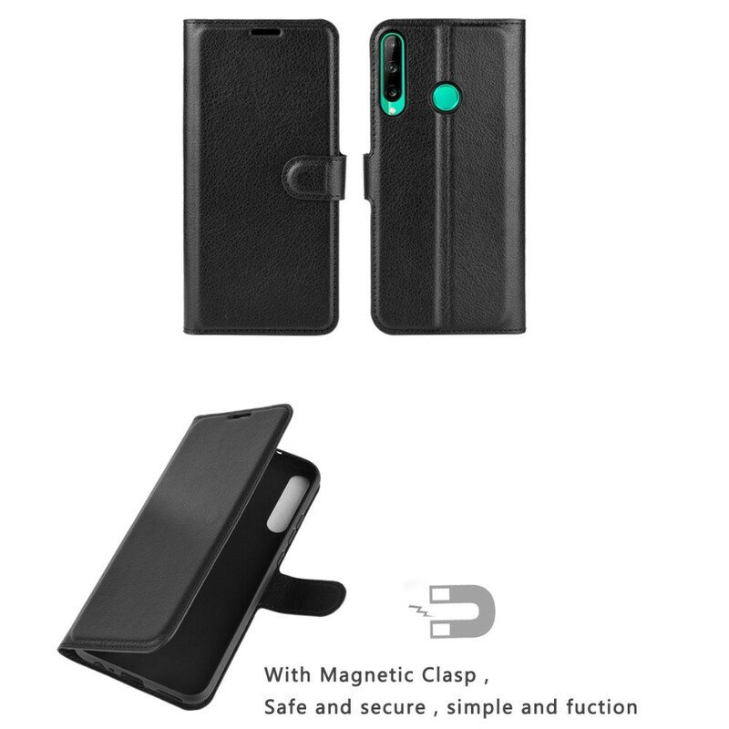 Flip Case Huawei P40 Lite E Klassinen Litsi Tekonahka