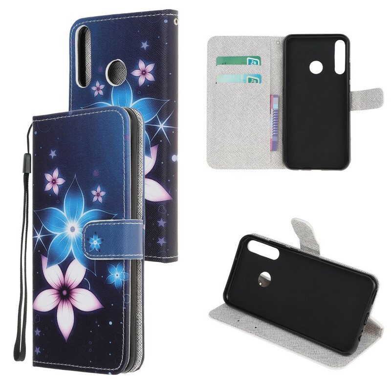 Flip Case Huawei P40 Lite E Suojaketju Kuori Kuun Hihnan Kukat