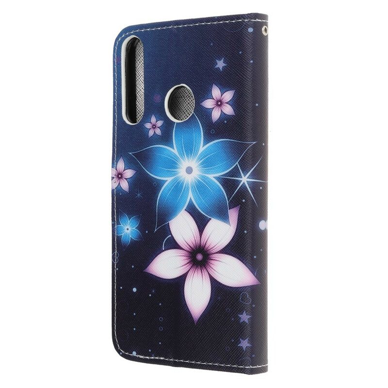 Flip Case Huawei P40 Lite E Suojaketju Kuori Kuun Hihnan Kukat