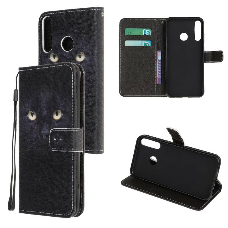 Kotelot Huawei P40 Lite E Suojaketju Kuori Strappy Black Cat Eyes