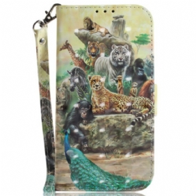 Flip Case Xiaomi Redmi Note 12 4G Suojaketju Kuori Thong Safari Animals