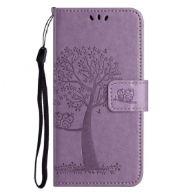 Flip Case Xiaomi Redmi Note 12 4G Suojaketju Kuori Tree Ja Strappy Cat