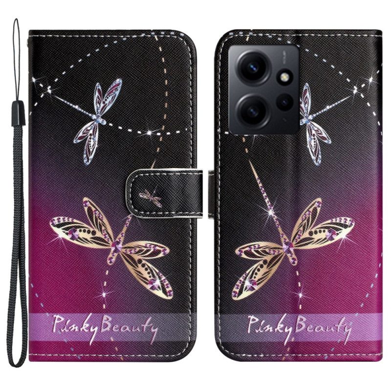 Kotelot Xiaomi Redmi Note 12 4G Suojaketju Kuori Strappy Dragonflies