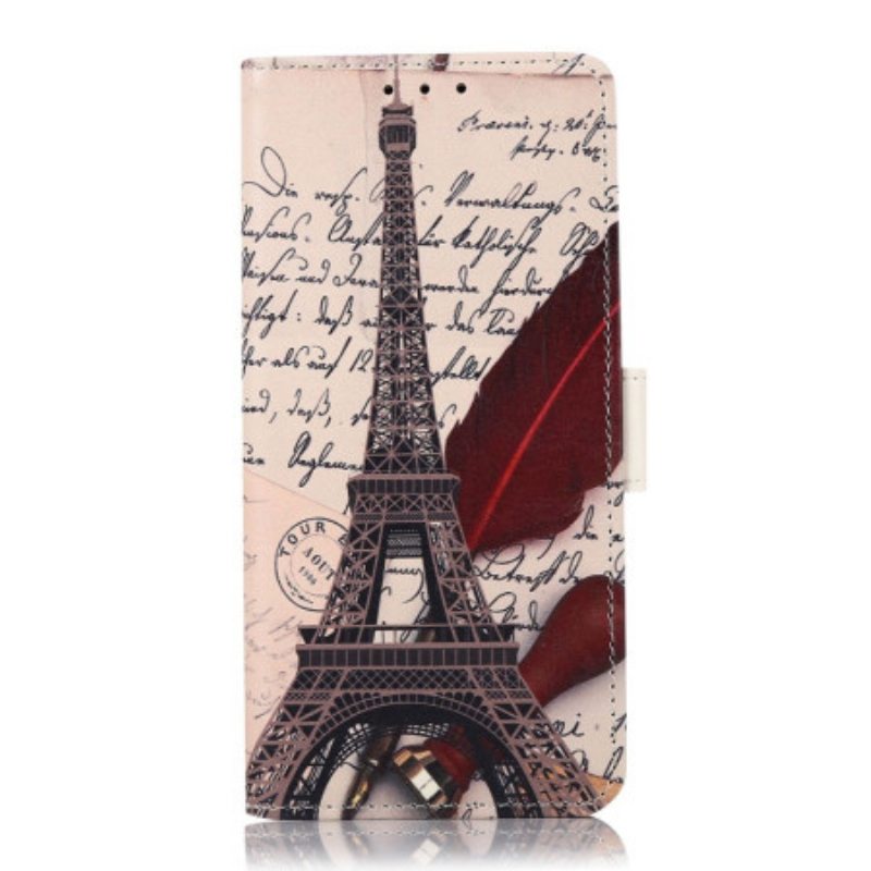 Flip Case Poco X4 Pro 5G Runoilijan Eiffel-torni