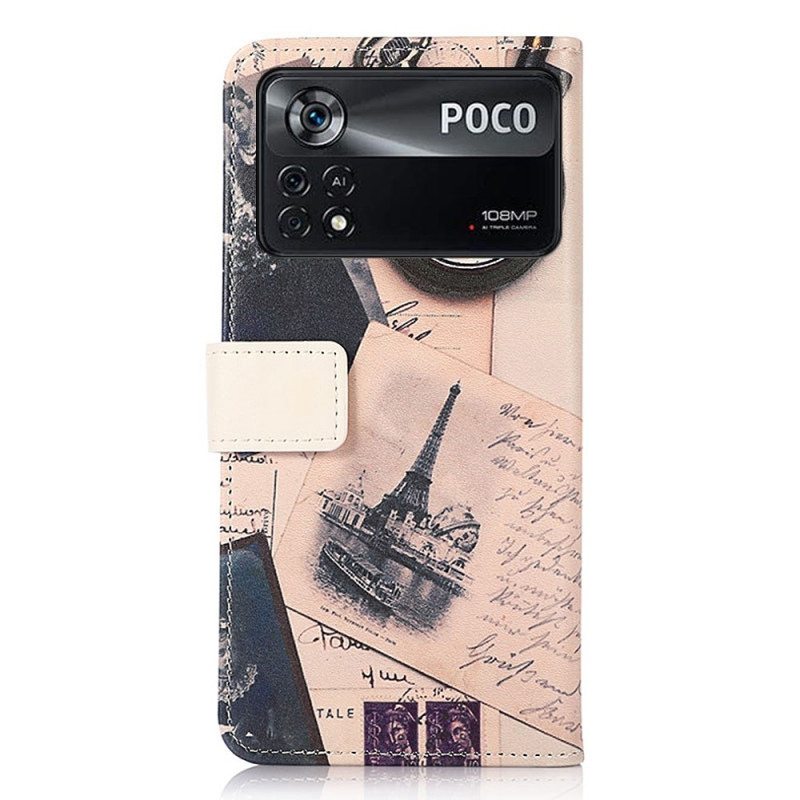 Flip Case Poco X4 Pro 5G Runoilijan Eiffel-torni