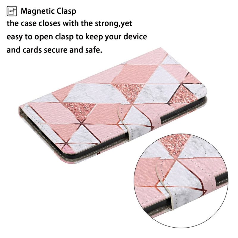 Flip Case Poco X4 Pro 5G Suojaketju Kuori Strappy Glitter Marble