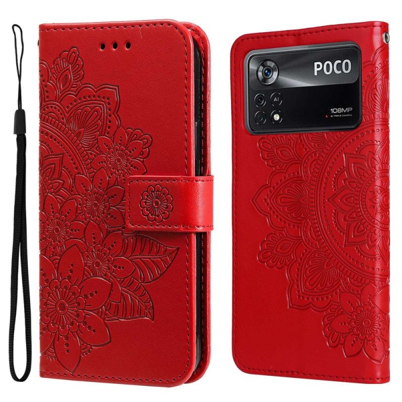 Flip Case Poco X4 Pro 5G Suojaketju Kuori Strappy Mandala