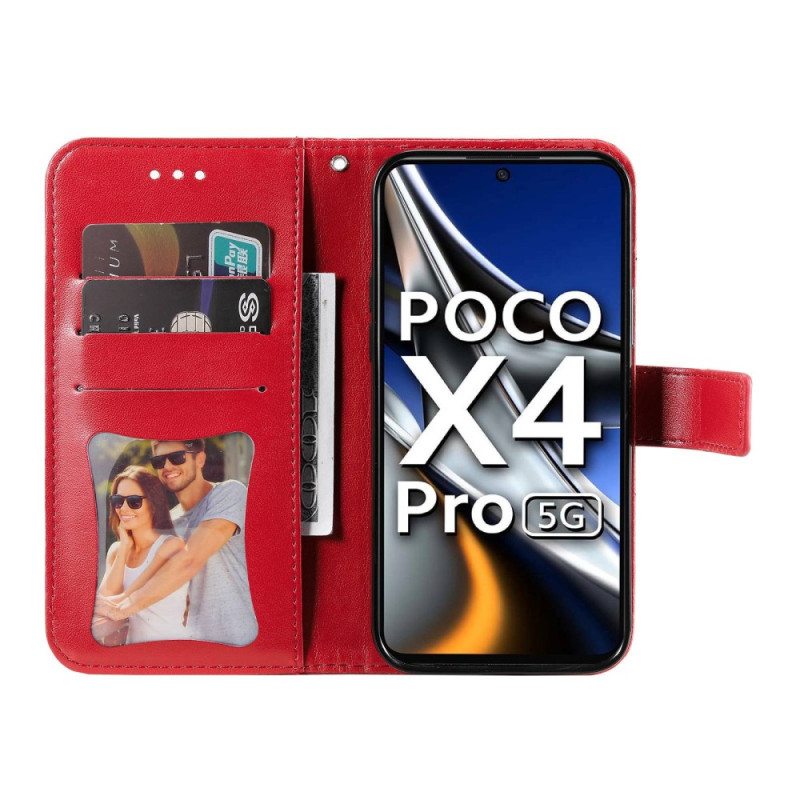 Flip Case Poco X4 Pro 5G Suojaketju Kuori Strappy Mandala