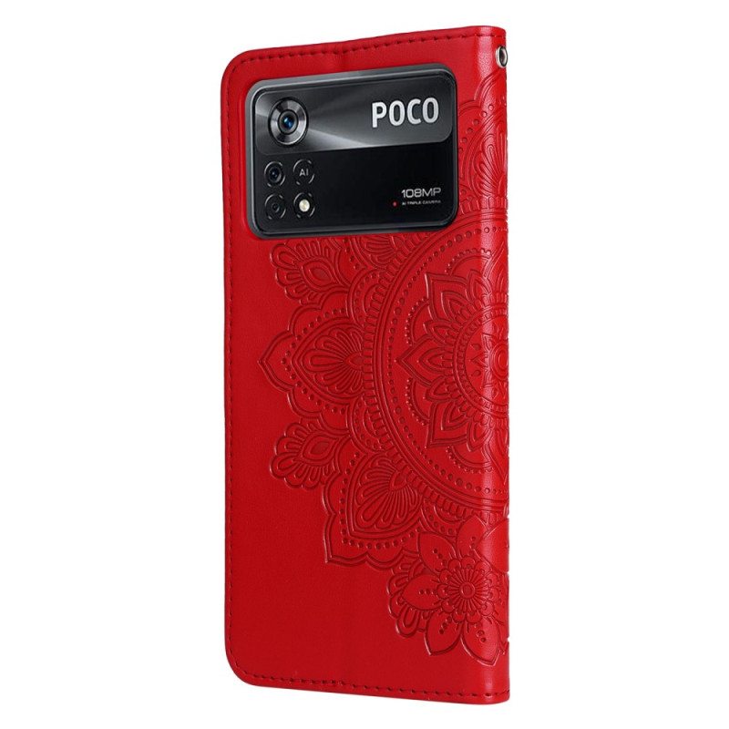 Flip Case Poco X4 Pro 5G Suojaketju Kuori Strappy Mandala