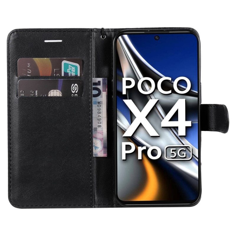 Flip Case Poco X4 Pro 5G Suojaketju Kuori Tavallinen Hihnalla