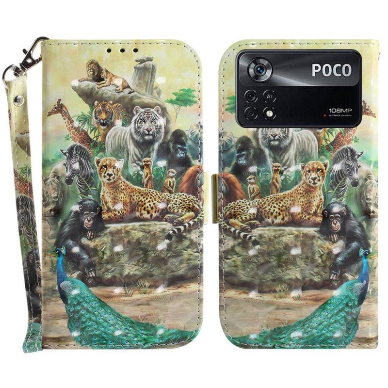 Flip Case Poco X4 Pro 5G Suojaketju Kuori Thong Safari